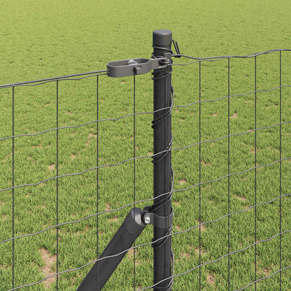 Zaun mit Pfosten Grau 1,4 x 10 m Stahl und PVC
