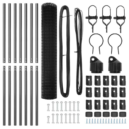 Zaun mit Pfosten Grau 1,5 x 10 m Stahl