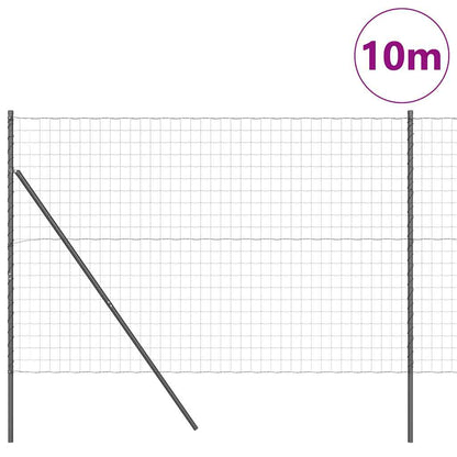 Zaun mit Pfosten Grau 1,5 x 10 m Stahl