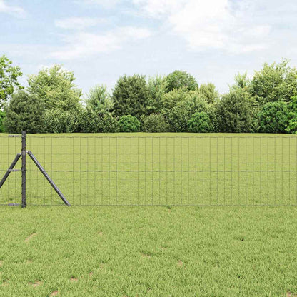 vidaXL Zaun mit Pfosten Grau 0,4 x 25 m Stahl und PVC