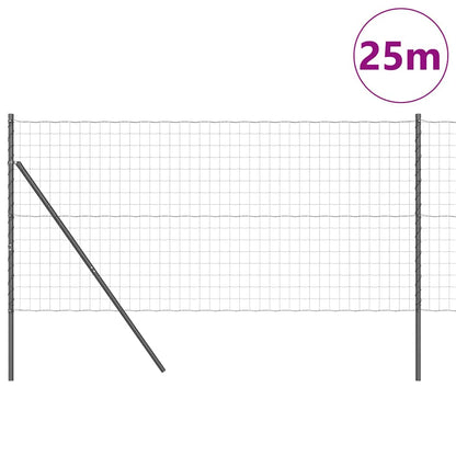 vidaXL Zaun mit Pfosten Grau 1,2 x 25 m Stahl