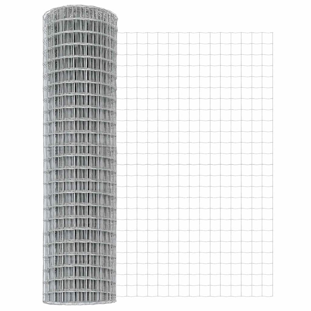 vidaXL Zaun mit Pfosten Silber 1 x 10 m Stahl und PVC