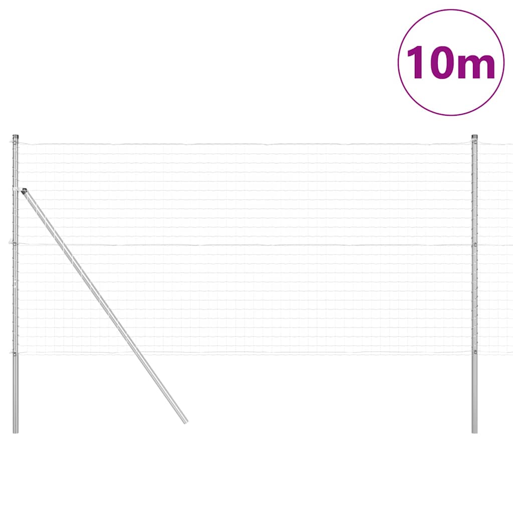 vidaXL Zaun mit Pfosten Silber 1,2 x 10 m Stahl und PVC
