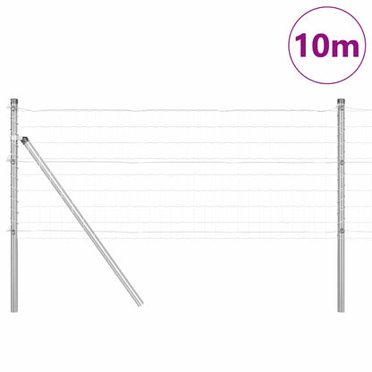vidaXL Zaun mit Pfosten Silber 0,8 x 10 m Stahl und PVC