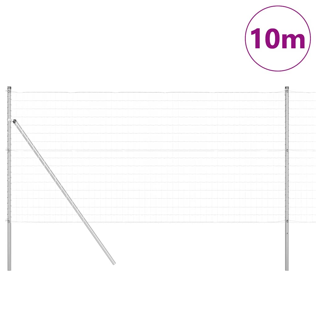 Zaun mit Pfosten Silber 1,4 x 10 m Stahl und PVC