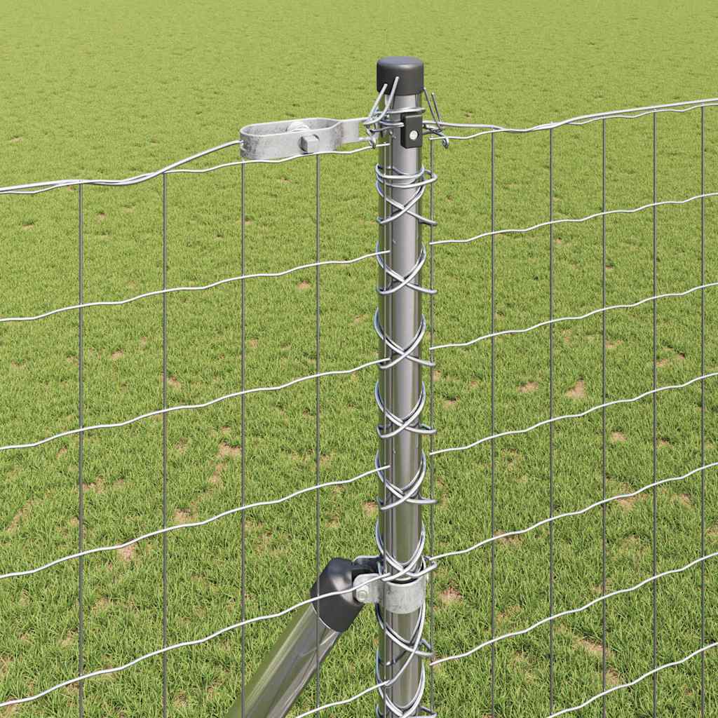 vidaXL Zaun mit Pfosten Silber 1,5 x 10 m Stahl und PVC