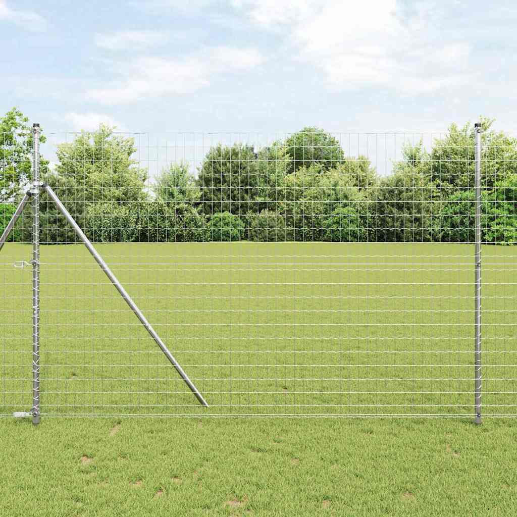 vidaXL Zaun mit Pfosten Silber 1,6 x 10 m Stahl und PVC