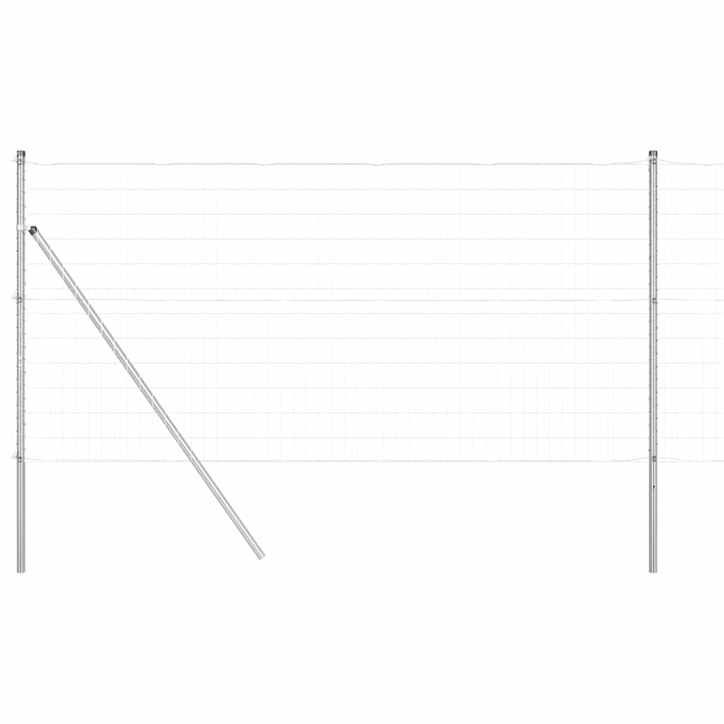 Zaun mit Pfosten Silber 1 x 10 m Stahl und PVC