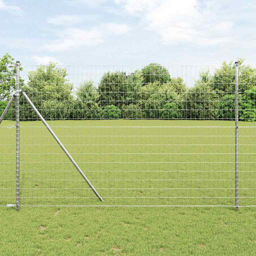 vidaXL Zaun mit Pfosten Silber 1,6 x 10 m Stahl und PVC