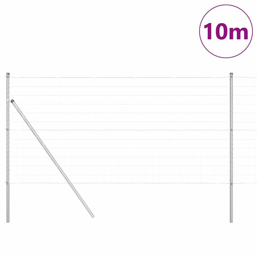 vidaXL Zaun mit Pfosten Silber 1 x 10 m Stahl und PVC