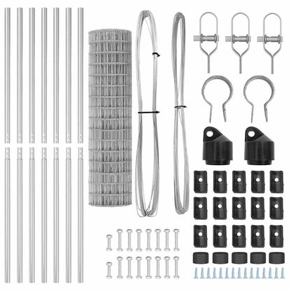Zaun mit Pfosten Silber 1,2 x 10 m Stahl und PVC