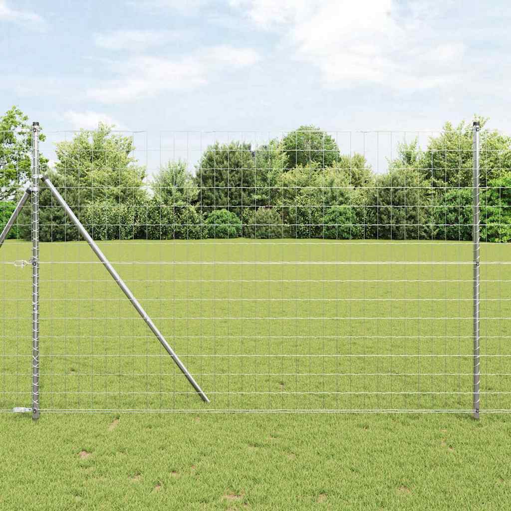 vidaXL Zaun mit Pfosten Silber 1,5 x 10 m Stahl und PVC
