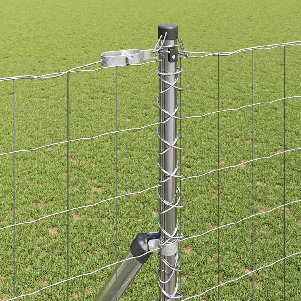 Zaun mit Pfosten Silber 1,6 x 10 m Stahl und PVC