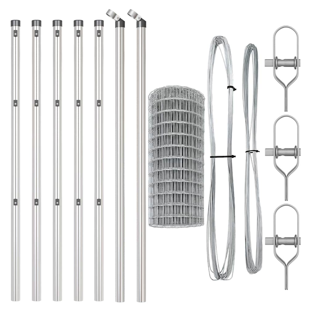 Zaun mit Pfosten Silber 0,4 x 10 m Stahl und PVC