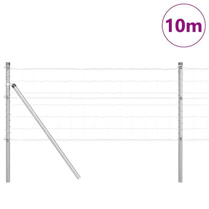 vidaXL Zaun mit Pfosten Silber 0,8 x 10 m Stahl und PVC