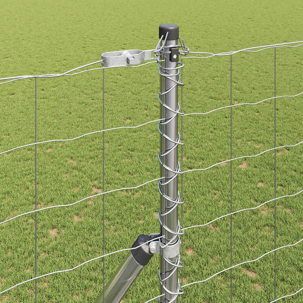 Zaun mit Pfosten Silber 1,5 x 10 m Stahl und PVC