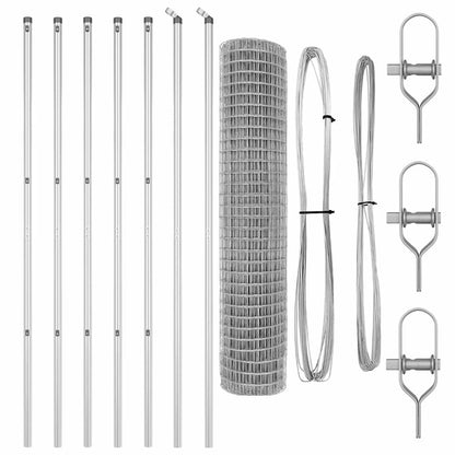 vidaXL Zaun mit Pfosten Silber 1,6 x 10 m Stahl und PVC