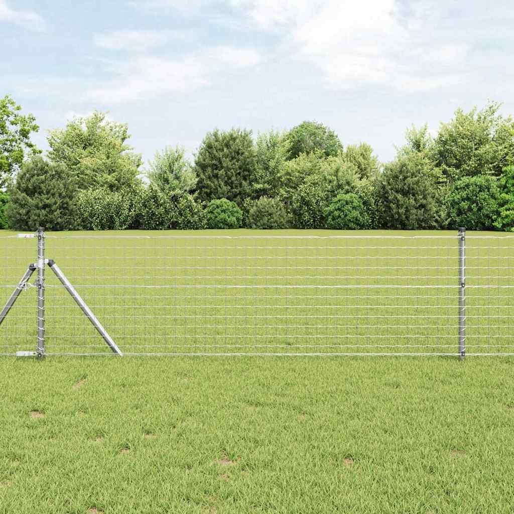 vidaXL Zaun mit Pfosten Silber 0,8 x 25 m Stahl und PVC
