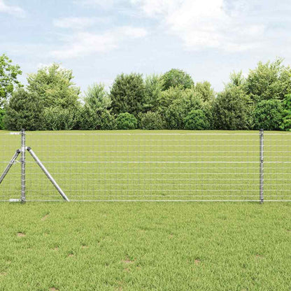 vidaXL Zaun mit Pfosten Silber 0,8 x 25 m Stahl und PVC