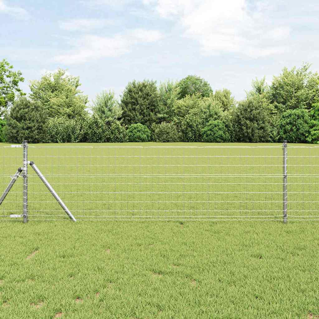vidaXL Zaun mit Pfosten Silber 0,6 x 25 m Stahl und PVC