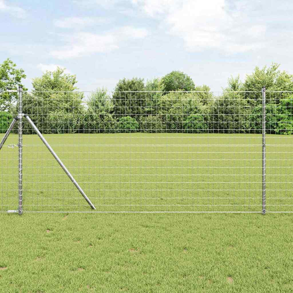 vidaXL Zaun mit Pfosten Silber 1 x 25 m Stahl und PVC