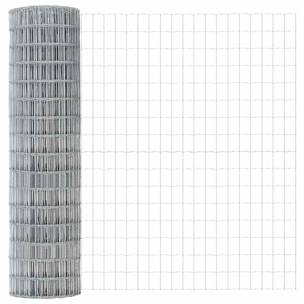 vidaXL Zaun mit Pfosten Silber 1 x 25 m Stahl und PVC