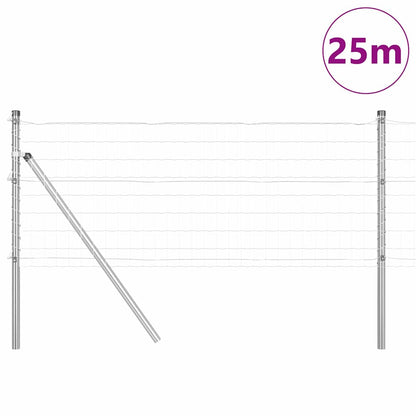 vidaXL Zaun mit Pfosten Silber 1 x 25 m Stahl und PVC