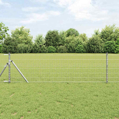 vidaXL Zaun mit Pfosten Silber 0,8 x 25 m Stahl und PVC