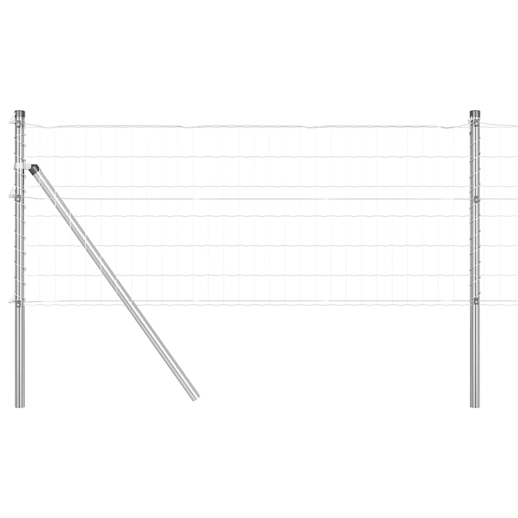 vidaXL Zaun mit Pfosten Silber 0,8 x 25 m Stahl und PVC