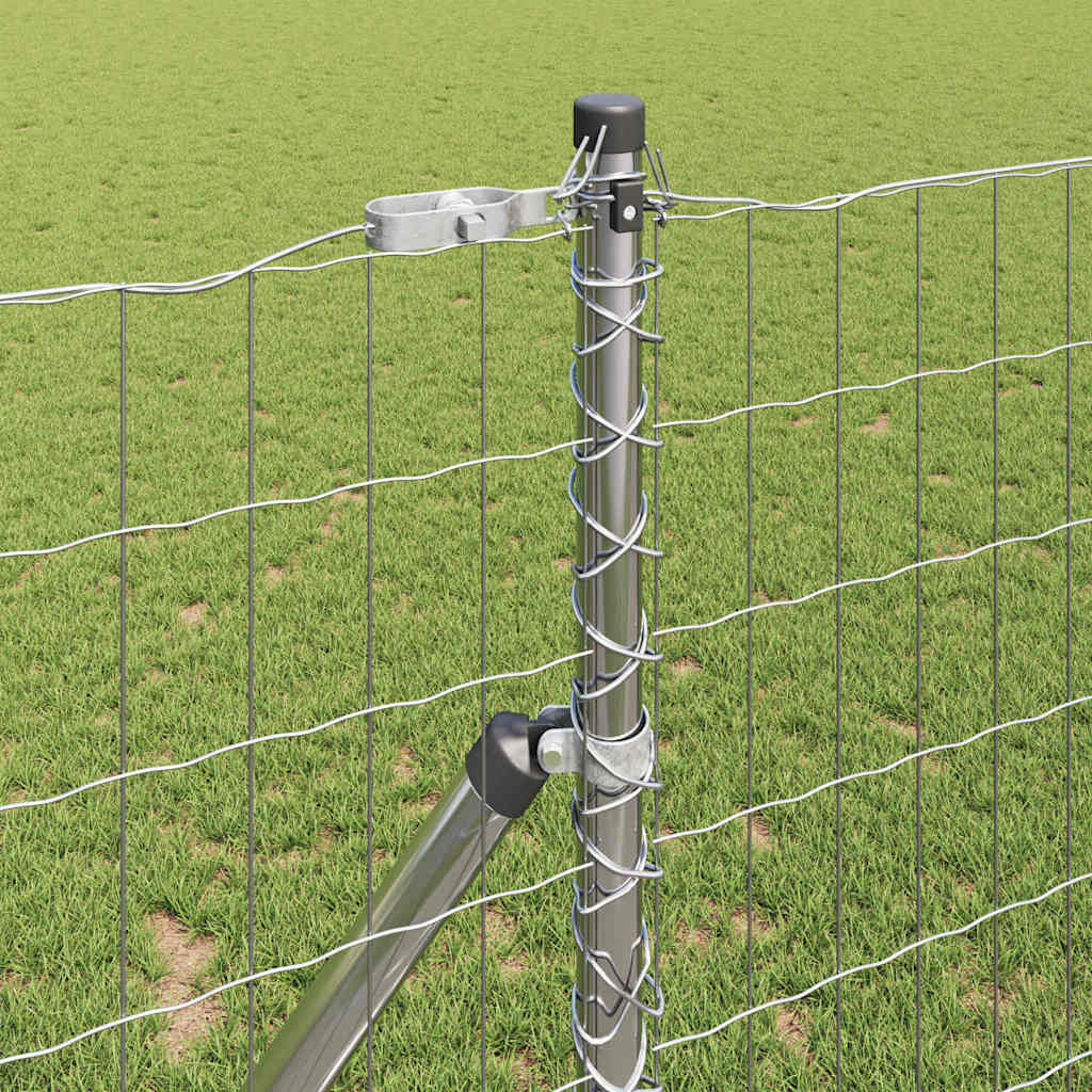 Zaun mit Pfosten Silber 1,2 x 25 m Stahl und PVC