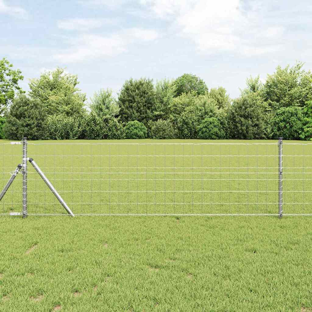 vidaXL Zaun mit Pfosten Silber 0,6 x 25 m Stahl und PVC