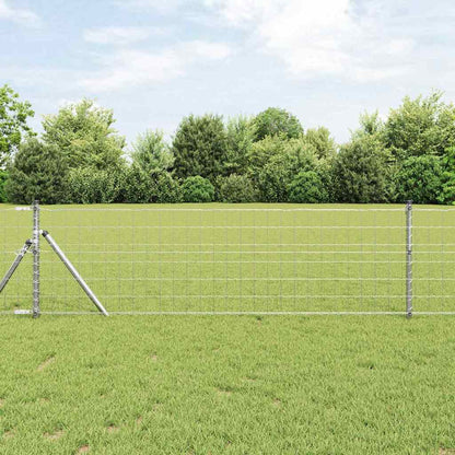 vidaXL Zaun mit Pfosten Silber 0,6 x 25 m Stahl und PVC