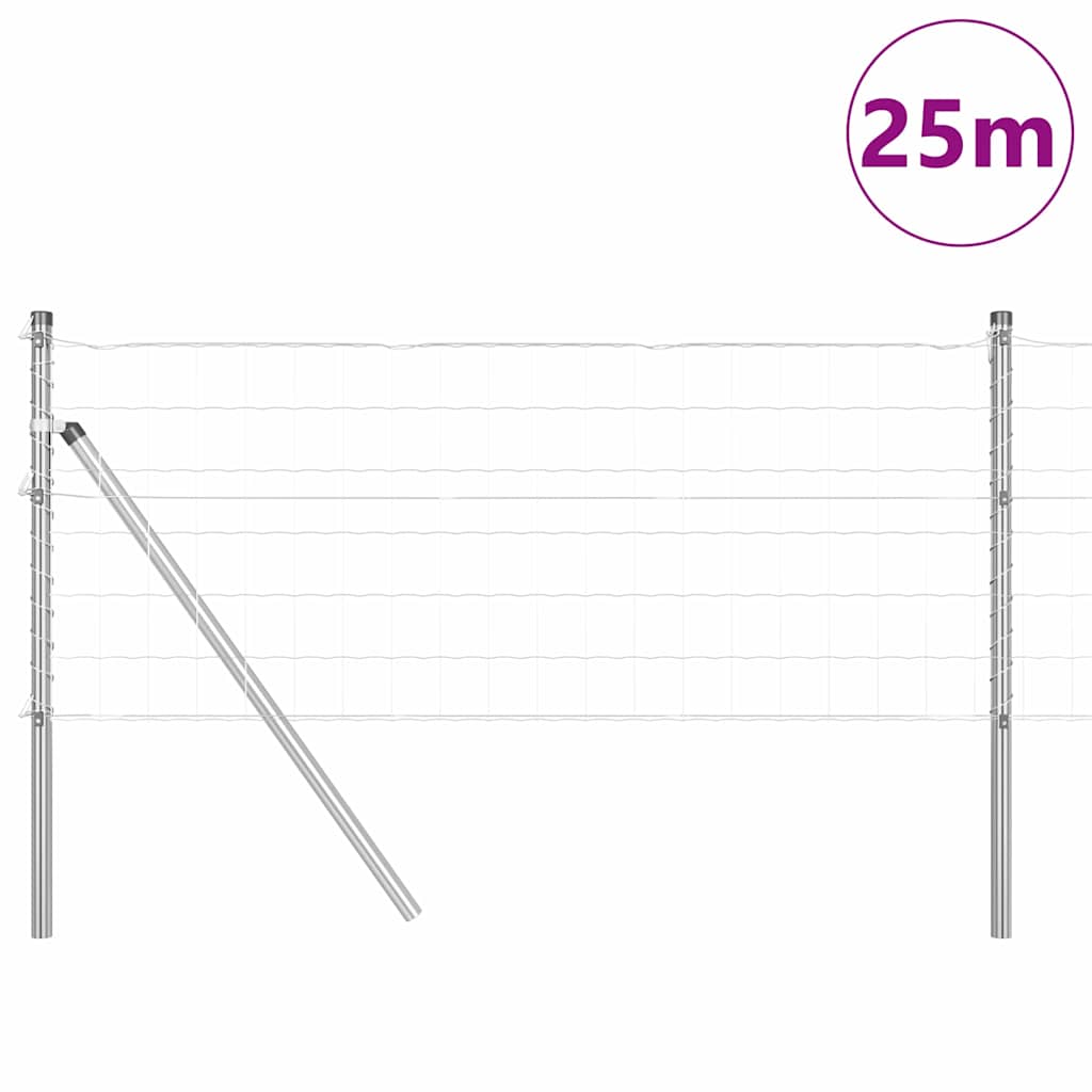 vidaXL Zaun mit Pfosten Silber 0,6 x 25 m Stahl und PVC