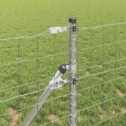 vidaXL Zaun mit Pfosten Silber 0,8 x 25 m Stahl und PVC