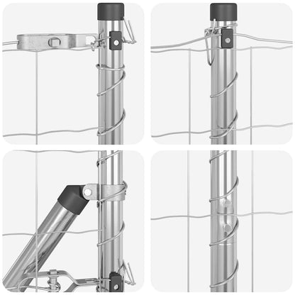 Zaun mit Pfosten Silber 1 x 25 m Stahl und PVC