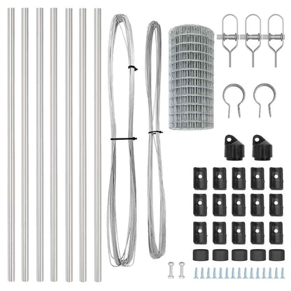 vidaXL Zaun mit Pfosten Silber 0,4 x 25 m Stahl und PVC