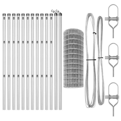 Zaun mit Pfosten Silber 0,6 x 25 m Stahl und PVC