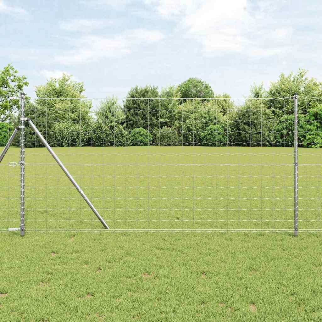 vidaXL Zaun mit Pfosten Silber 1 x 25 m Stahl und PVC