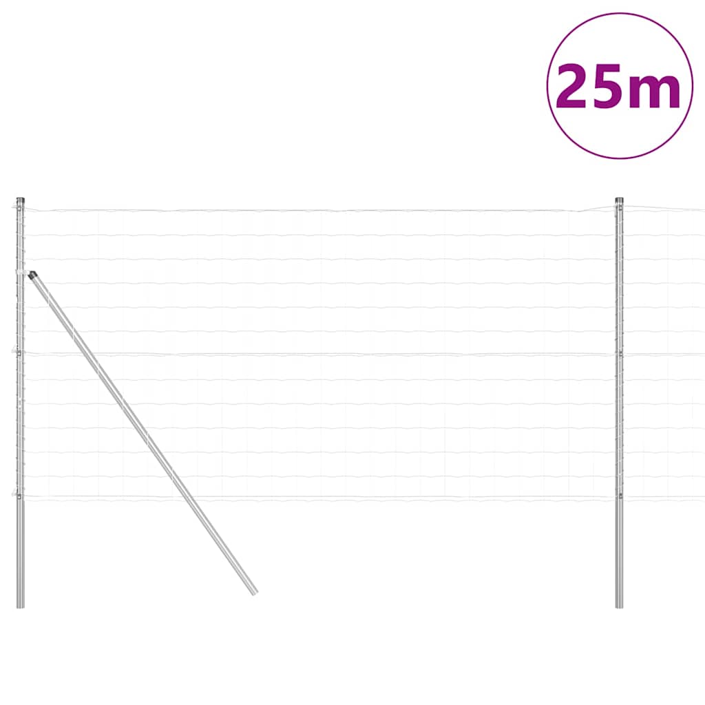 vidaXL Zaun mit Pfosten Silber 1 x 25 m Stahl und PVC