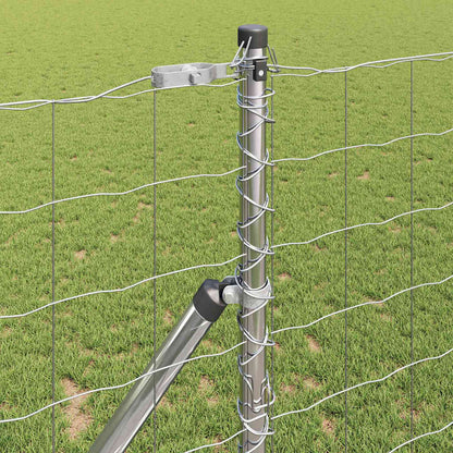 Zaun mit Pfosten Silber 1,2 x 25 m Stahl und PVC