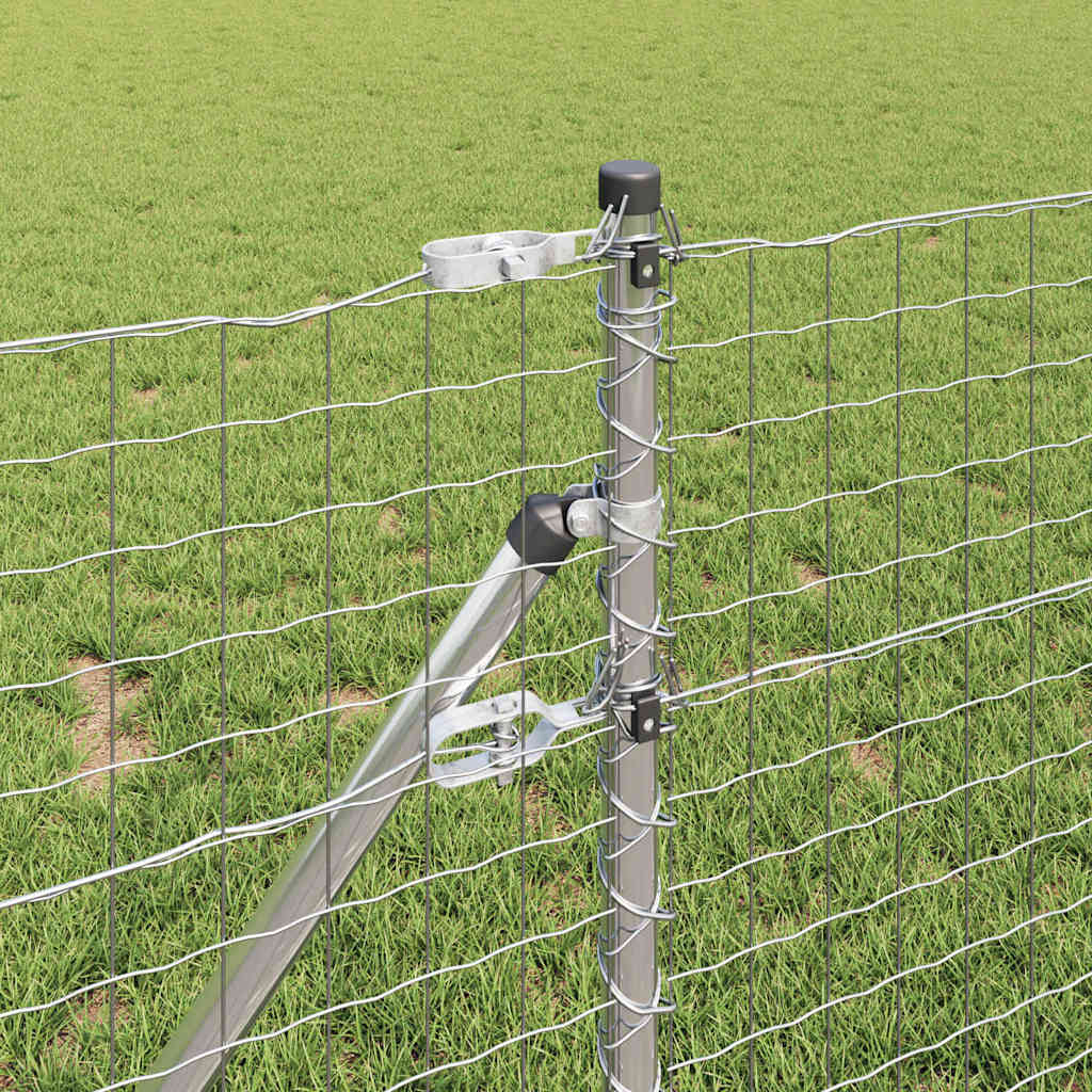 vidaXL Zaun mit Pfosten Silber 0,4 x 50 m Stahl und PVC