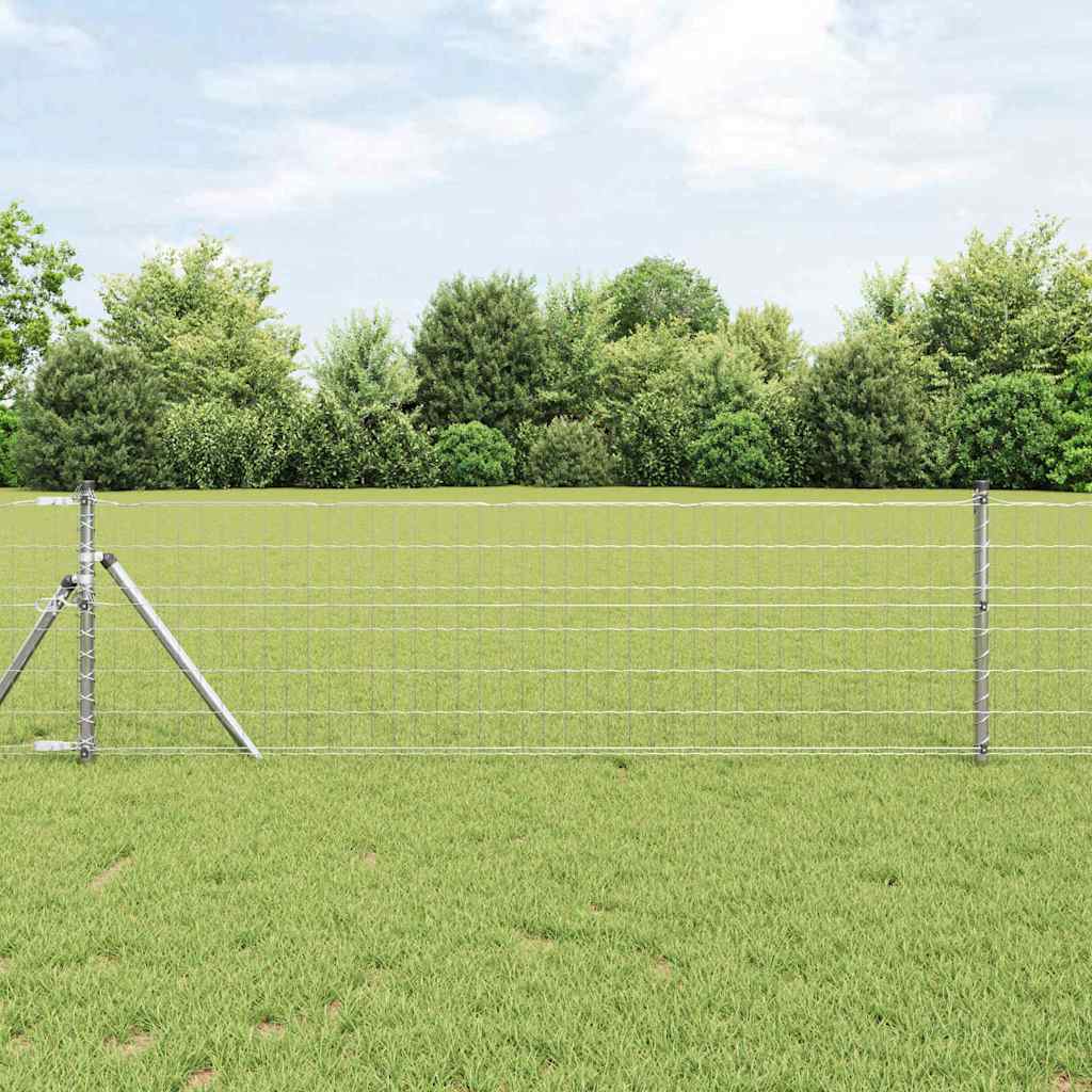 vidaXL Zaun mit Pfosten Silber 0,6 x 50 m Stahl und PVC