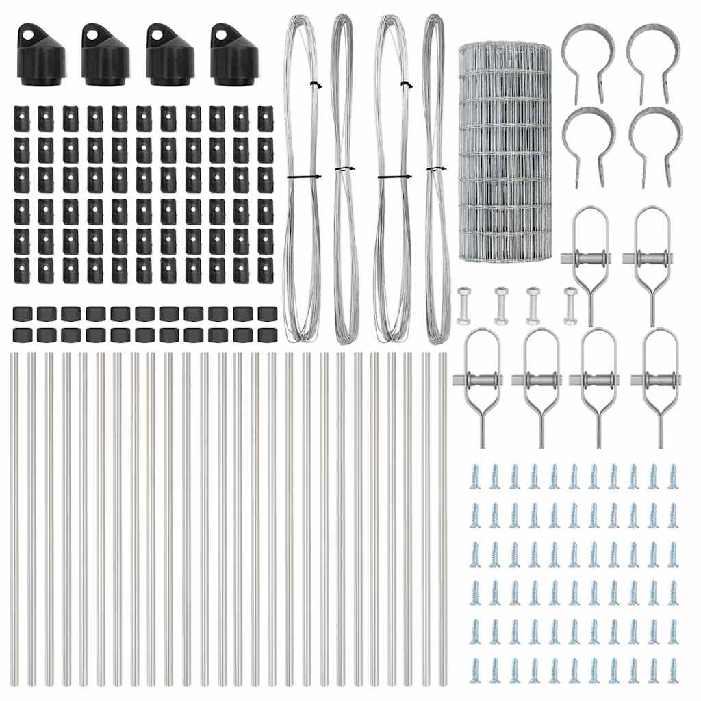 vidaXL Zaun mit Pfosten Silber 0,6 x 50 m Stahl und PVC