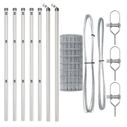 Zaun mit Pfosten Silber 0,4 x 50 m Stahl und PVC