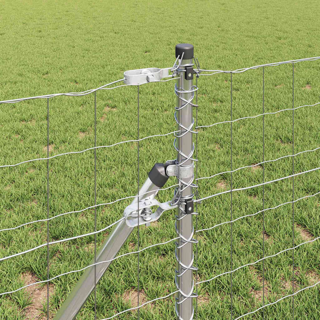 vidaXL Zaun mit Pfosten Silber 0,6 x 50 m Stahl und PVC