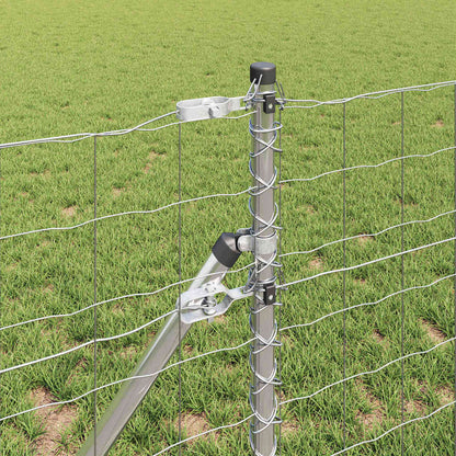 vidaXL Zaun mit Pfosten Silber 0,4 x 50 m Stahl und PVC