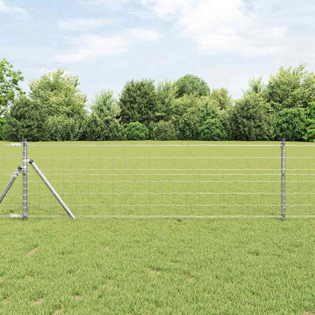vidaXL Zaun mit Pfosten Silber 0,4 x 50 m Stahl und PVC