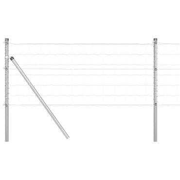 vidaXL Zaun mit Pfosten Silber 0,4 x 50 m Stahl und PVC