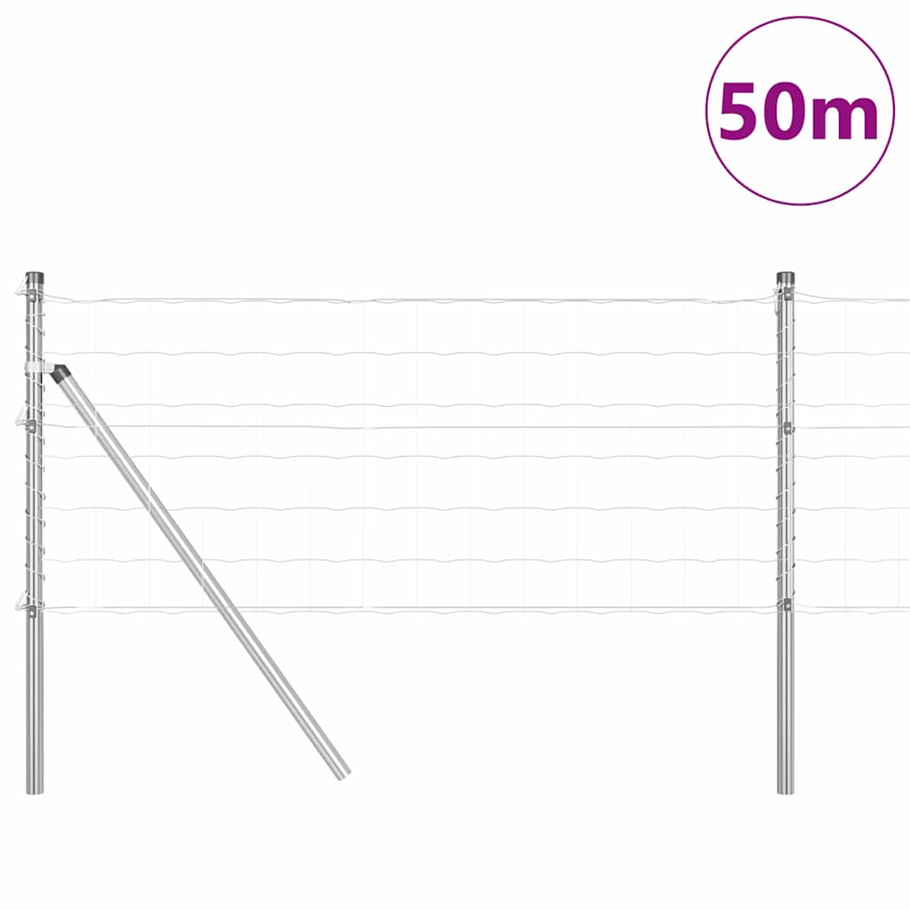 vidaXL Zaun mit Pfosten Silber 0,4 x 50 m Stahl und PVC