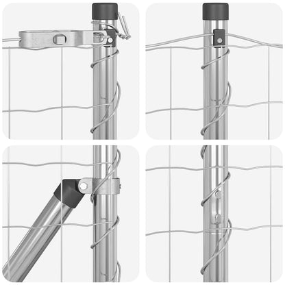 Zaun mit Pfosten Silber 1 x 10 m Stahl und PVC